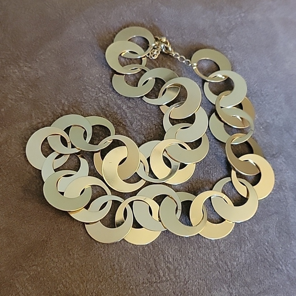 Vtg 1990s Goldtone Chunky Link Chain Unisex Holiday Necklace - Picture 6 of 7